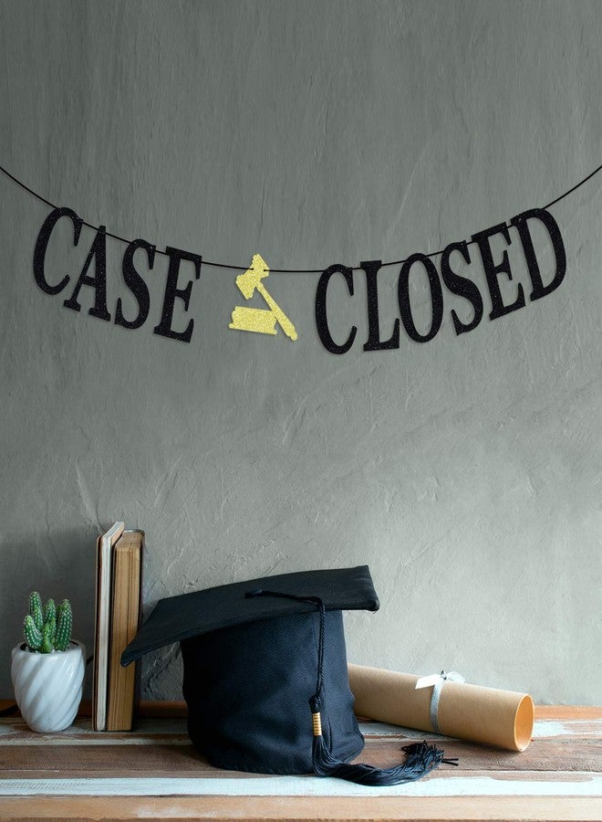 Hotmoon Case Closed Banner - Congrats Lawyer/Born to Argue/Passed The Bar - Law School Survivor Graduation Party Decorations Supplies, Black Glitter - Image 2