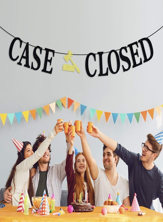 Hotmoon Case Closed Banner - Congrats Lawyer/Born to Argue/Passed The Bar - Law School Survivor Graduation Party Decorations Supplies, Black Glitter - Image 4