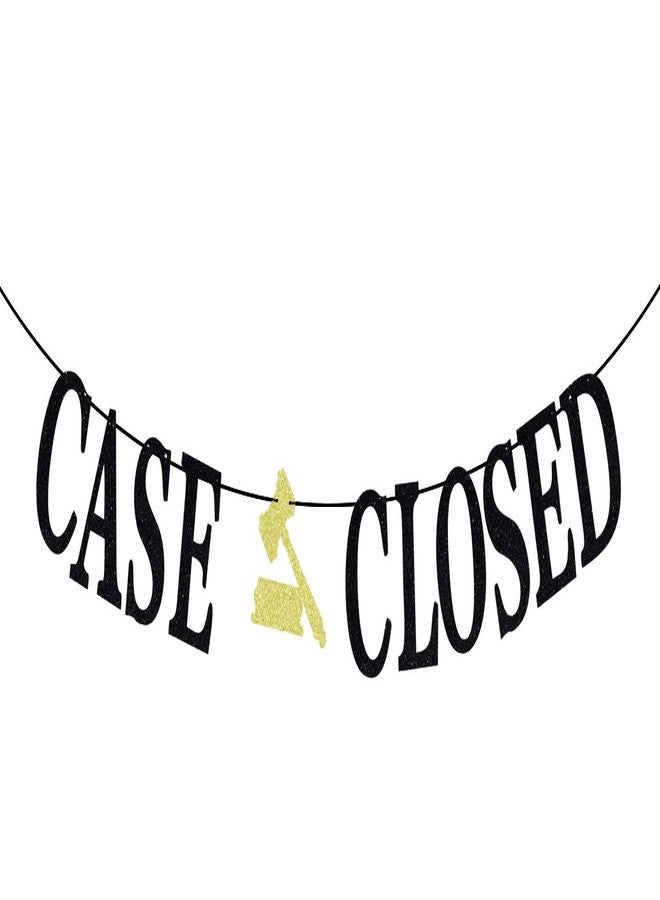 Hotmoon Case Closed Banner - Congrats Lawyer/Born to Argue/Passed The Bar - Law School Survivor Graduation Party Decorations Supplies, Black Glitter - Image 1