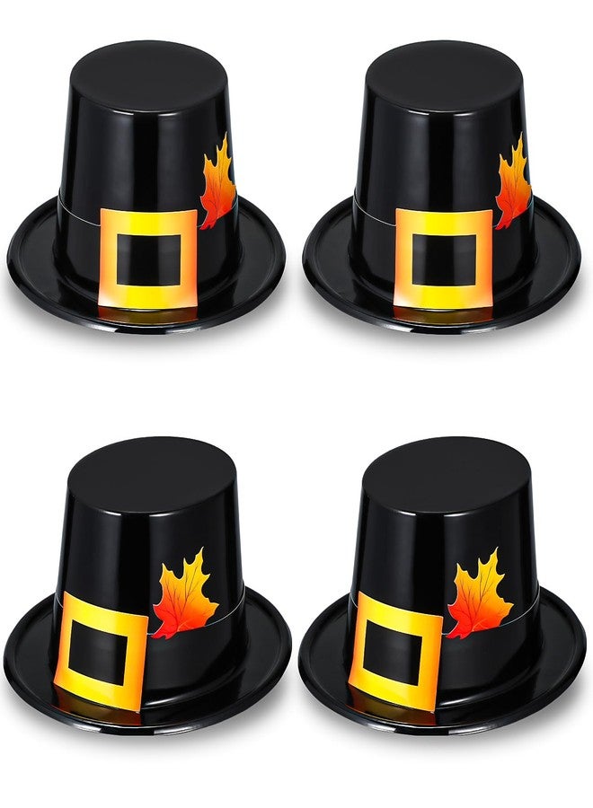 Liliful 4 Pcs Pilgrim Hats Thanksgiving Hat Thanksgiving Novelty Top Hats Cosplay Costume Accessory for Adults(Golden,Glossy) - Image 1