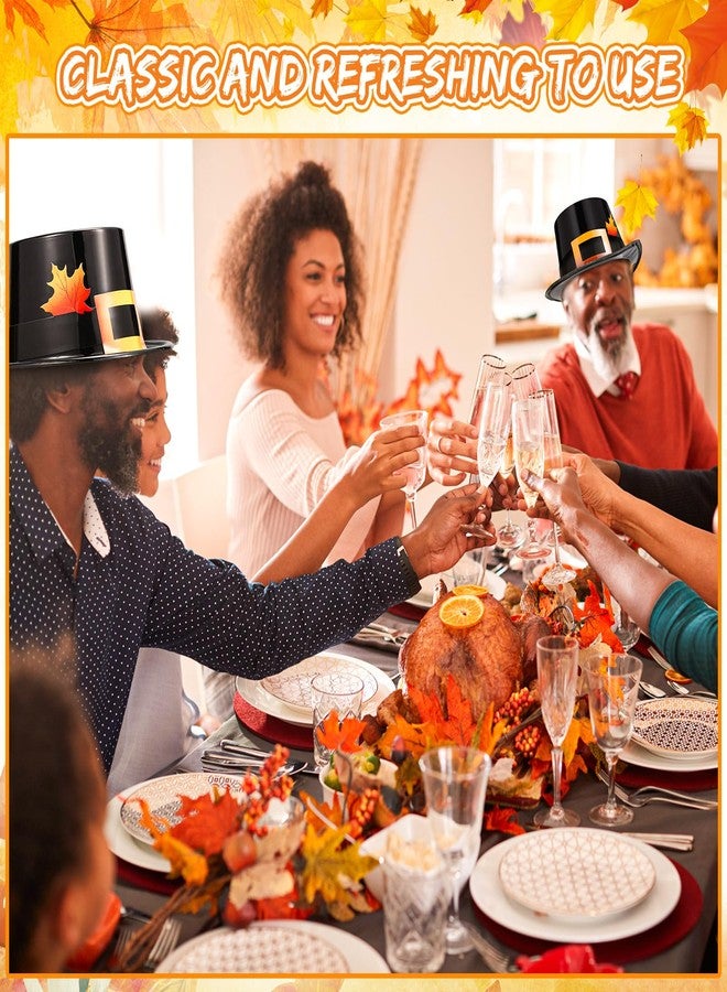 Liliful 4 Pcs Pilgrim Hats Thanksgiving Hat Thanksgiving Novelty Top Hats Cosplay Costume Accessory for Adults(Golden,Glossy) - Image 4
