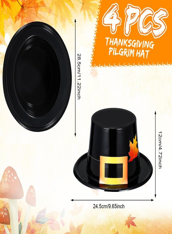 Liliful 4 Pcs Pilgrim Hats Thanksgiving Hat Thanksgiving Novelty Top Hats Cosplay Costume Accessory for Adults(Golden,Glossy) - Image 2