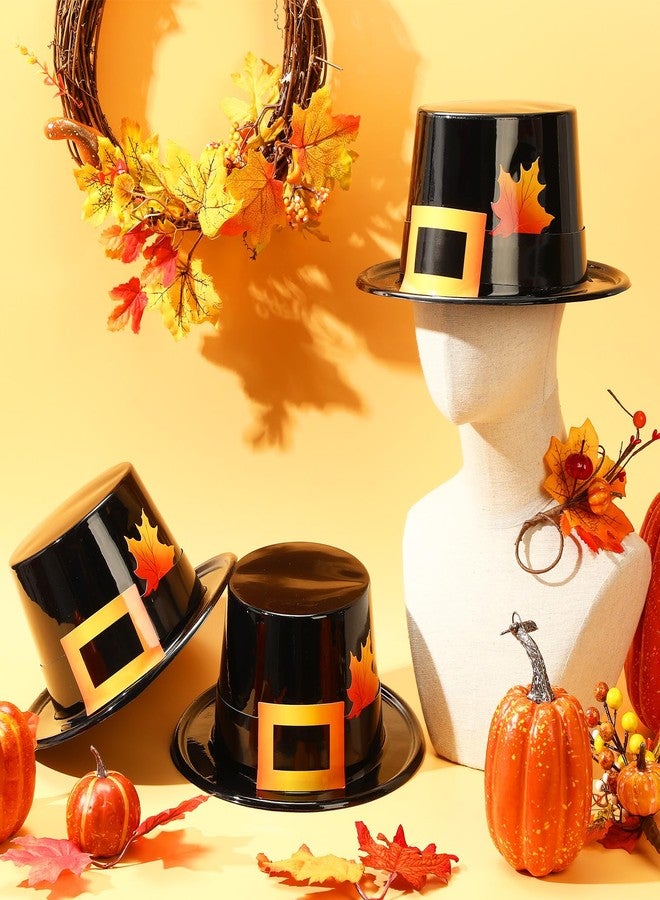 Liliful 4 Pcs Pilgrim Hats Thanksgiving Hat Thanksgiving Novelty Top Hats Cosplay Costume Accessory for Adults(Golden,Glossy) - Image 5