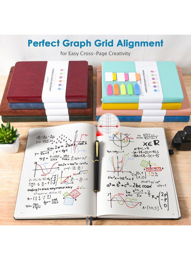 OFFIGIFT Graph Paper Notebook, 312 Numbered Pages A5 Hardcover Leather Journal, 100gsm No Bleed Grid Paper Notebook with Index Pages, Grid Notebook for Graphing Notes Math, 5.75" x 8.38", Grey Blue - Image 5