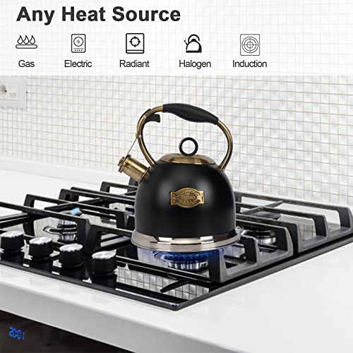 LUXGRACE Tea Kettle -3.0 Quart Tea Kettles Stovetop Whistling Teapot Stainless Steel Tea Pots for Stove Top Whistle Tea Pot - Image 2