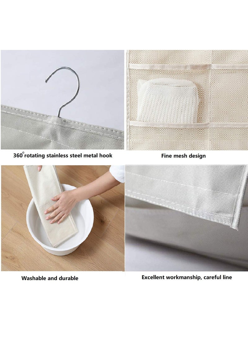 Closet Hanging Organizer with Mesh Pockets &Rotating Metal Hanger,Dual Sided Wall ShelfWardrobe Storage Bags,Oxford cloth Space SaverBag for Bra Underwear Underpants Socks (white) - Image 5