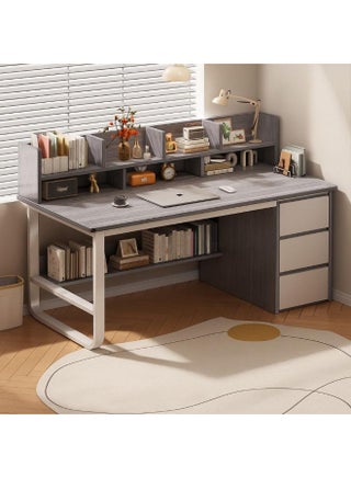 Home Office Desk With 3 Large Drawers And Open Shelves Computer Table Study Working Table Gaming Desk With Storage Heavy Duty Desk (140 * 50 * 103cm-Grey Color) - pzsku/ZC04AB342B49079E4D019Z/45/1750418924/69b395d9-cdc8-4854-be84-1d5c5543c10a