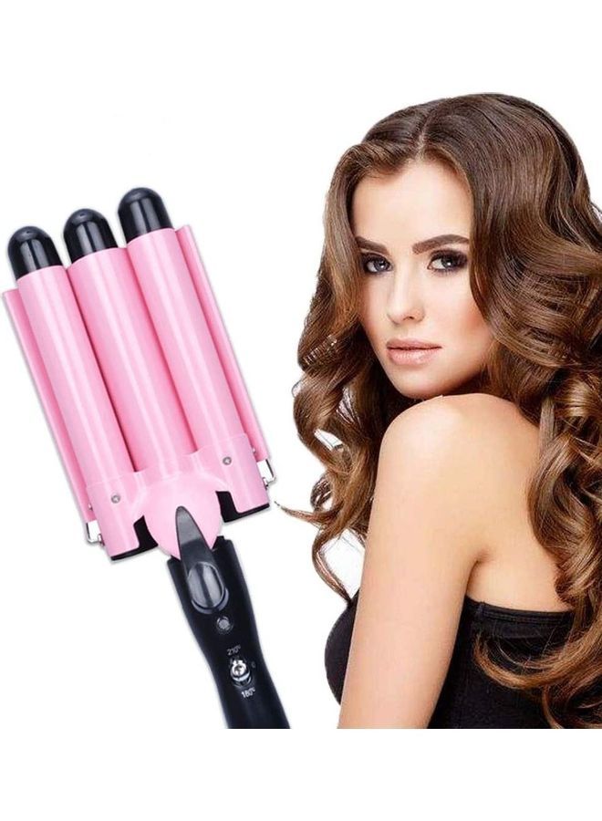 NIBEMINENT 3 Barrel Hair Curler Pink/Black - Image 1