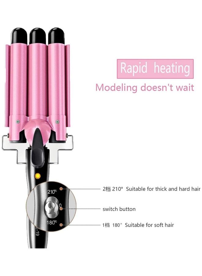 NIBEMINENT 3 Barrel Hair Curler Pink/Black - Image 2