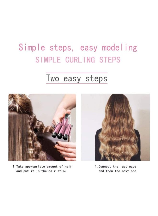 NIBEMINENT 3 Barrel Hair Curler Pink/Black - Image 3