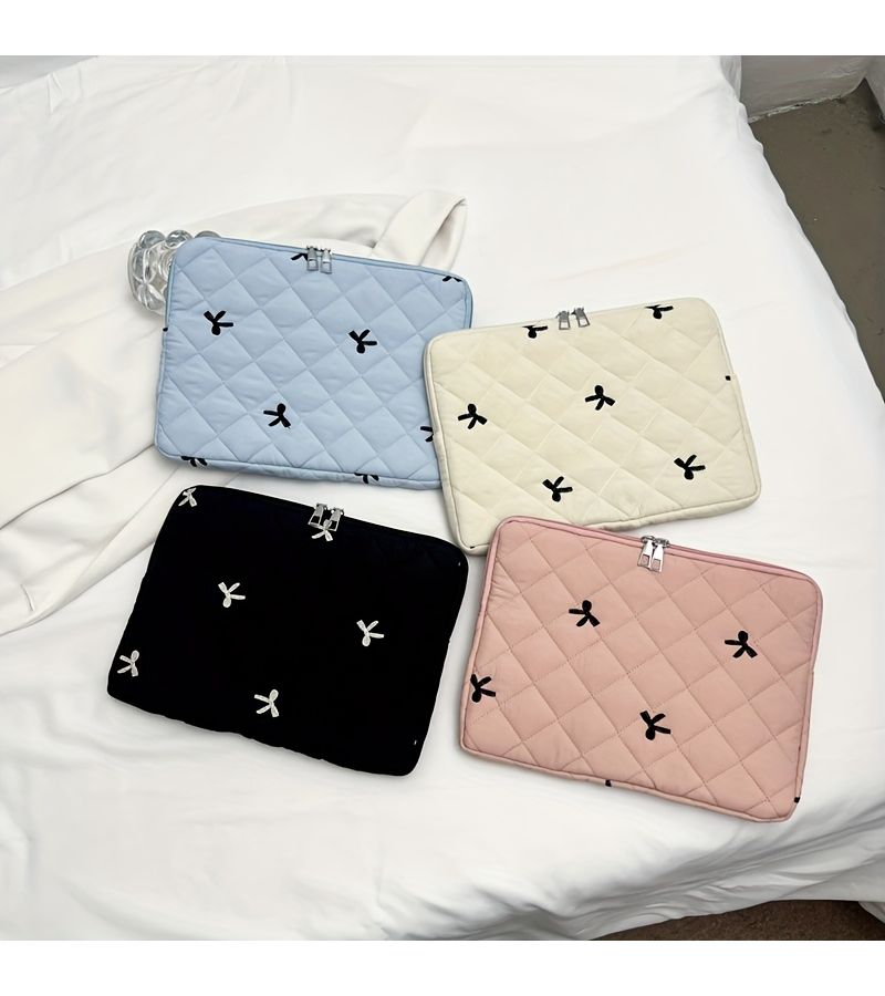 1 Set Bow Sleeve Laptop Bag 14 Inches Black Lightweight Hand Carry Suitable For Laptops Tablets - Image 1