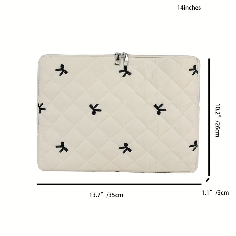 1 Set Bow Sleeve Laptop Bag 14 Inches Black Lightweight Hand Carry Suitable For Laptops Tablets - Image 3