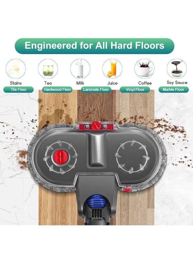 رأس ممسحة جاجاديال لمكانس دايسون V15 و V11 و V10 و V8 و V7، ملحق ممسحة كهربائية مع خزان ماء قابل للفصل و 12 وسادة ممسحة قابلة لإعادة الاستخدام - Image 4