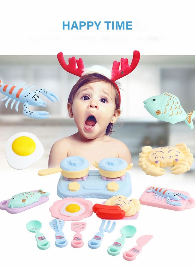 GROIC 20 Pieces Kitchen Cooking Set Shrimp Crab Fish Playset Toy for Kids Early Age Development Educational Pretend Play Food Assortment Set - Image 2