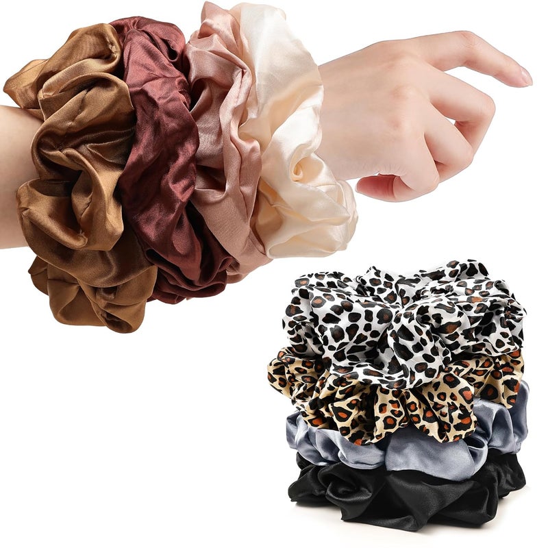 Scrunchies Hair Ties for Women  Big Silk Satin Scrunchie Jumbo Gaint Oversized Cute Scrunchy for Curl Thick Hair Ligas Para el Cabello De Mujer Decorations Hair Accessories Gift for Girls