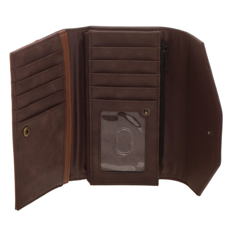 Bioworld Harry Potter Hogwarts Metal Crest Foldover Flap Wallet Satchel Clutch Purse  - Image 3