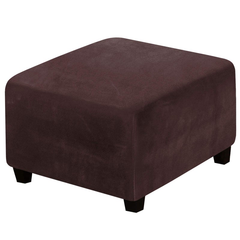 H.VERSAILTEX HVERSAILTEX Square Ottoman Covers Ottoman Slipcover Square Footstool Protector Covers Storage Stool Ottoman Covers Stretch with Elastic Bottom Feature Real Velvet Plush Fabric Brown 