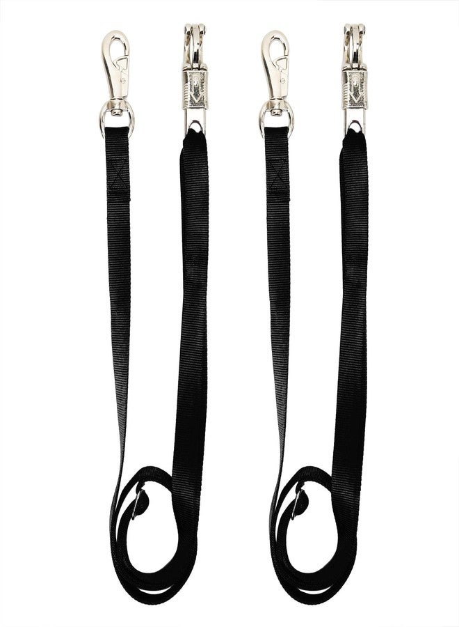 HDYEGY 2PCS Cross Ties,Adjustable Nylon Cross Ties for Horse Horse Trailer Tie with Panic Snap and Bull Snap, Adjustable Length from 44.5-78.5 Inch,Black - Image 1