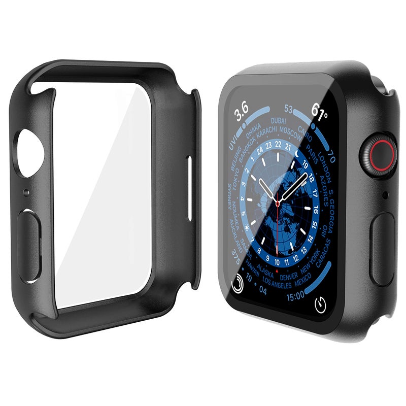 Misxi 2 Pack Hard PC Case with Tempered Glass Screen Protector Compatible with Apple Watch Series 9 (2023) Series 8 Series 7 41mm, Ultra-Thin Scratch Resistant Cover for iWatch S9/S8/S7, Black - Image 5