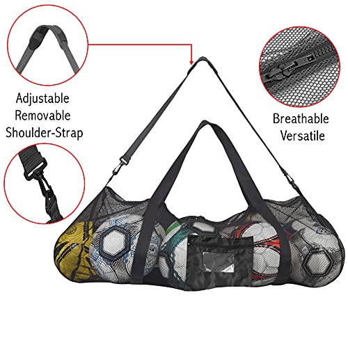 Athllete Extra-Large Heavy-Duty Soccer Ball Bag (34” X 24”) with Comfortable Shoulder Straps - High Capacity Mesh Ball Bag for Sports and Training - Image 3
