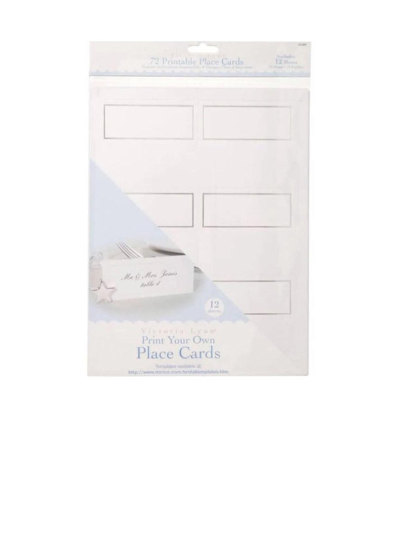 بطاقات مكان بيضاء مع حافة فضية 72 قطع - Image 3