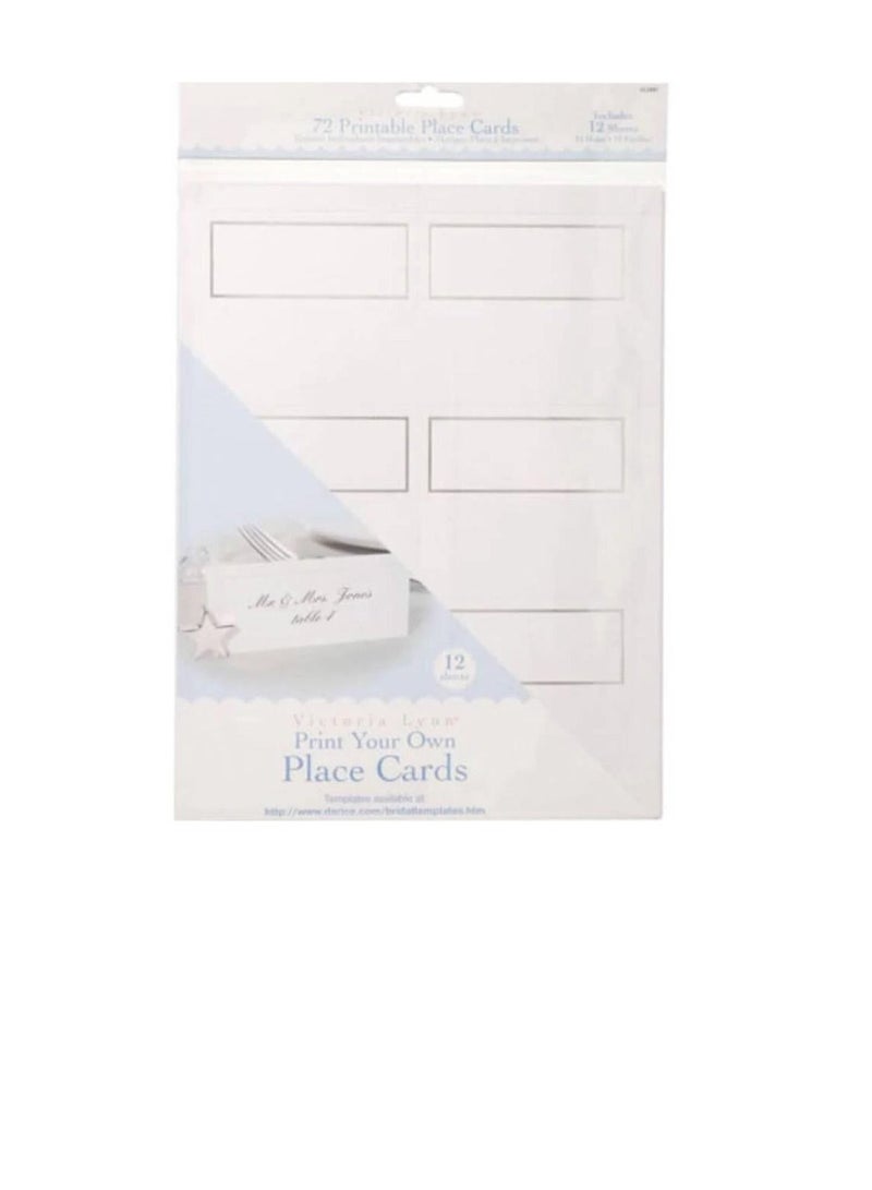 بطاقات مكان بيضاء مع حافة فضية 72 قطع - Image 2