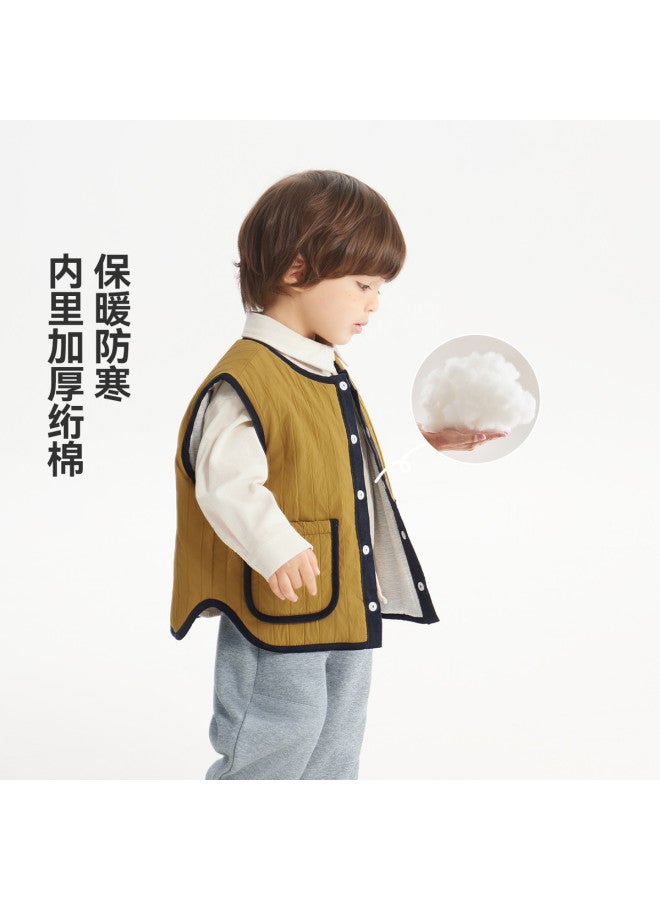 G Quilted Cotton] Baby Vest Autumn Winter Style Boys' Vest Thickened Warm Top 25 New Style Girls' - Image 3