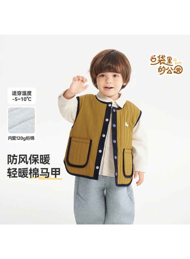 G Quilted Cotton] Baby Vest Autumn Winter Style Boys' Vest Thickened Warm Top 25 New Style Girls' - Image 2