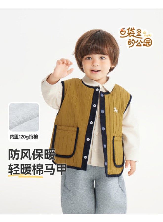 G Quilted Cotton] Baby Vest Autumn Winter Style Boys' Vest Thickened Warm Top 25 New Style Girls' - Image 1