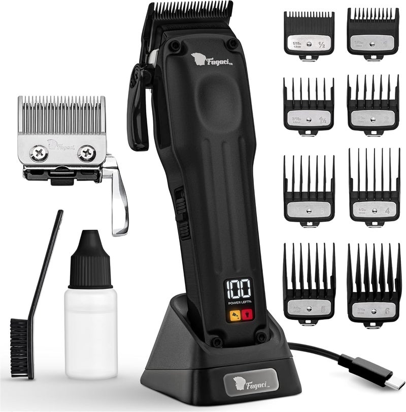 Fagaci Professional Hair Clippers Men Cordless with Superior Precision 5X Longer Sharpness Barber Clippers Kit with 2 Blades Fade Taper Brushless Motor Mens Hair Clipper Cordless Set for Haircut