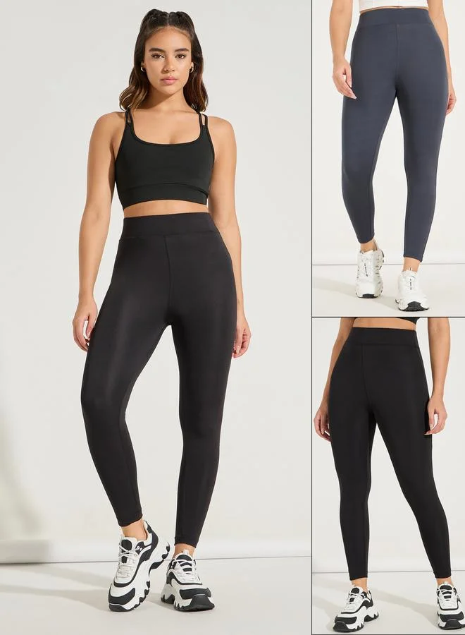 Pack of 2 - Broad Waistband Basic Leggings