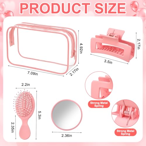Abbylike 48 Pcs Spa Party Favors Bulk for Women Girls Pink Beauty Self Care Gift Set with Makeup Bag Mirror Hair Brush and Clips Bridal Shower Birthday Party Favors Supplies Beauty Stocking Stuffers - Image 3
