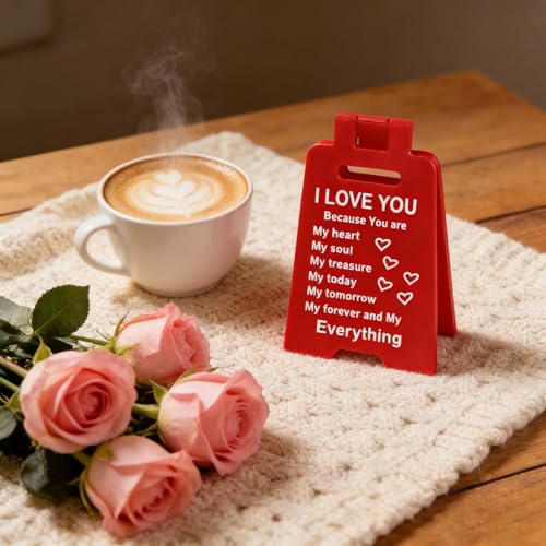 MAKIOTEKO 3D Mini Sign Valentine's Decoration Anniversary Present, Romantic Red A Little Sign To Say I Love You Sign Plaque Perfect Gifts for Her Wife Girlfriend Valentines Anniversary Wedding - Image 5