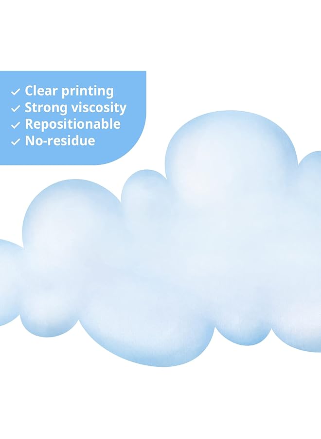 ديكو وال ملصقات حائط للأطفال على شكل غيوم Ds 8030، ملصقات حائط قابلة للإزالة وقابلة للتقشير واللصق، مناسبة للأطفال في غرف نوم الأطفال وغرف المعيشة الصغيرة - Image 4