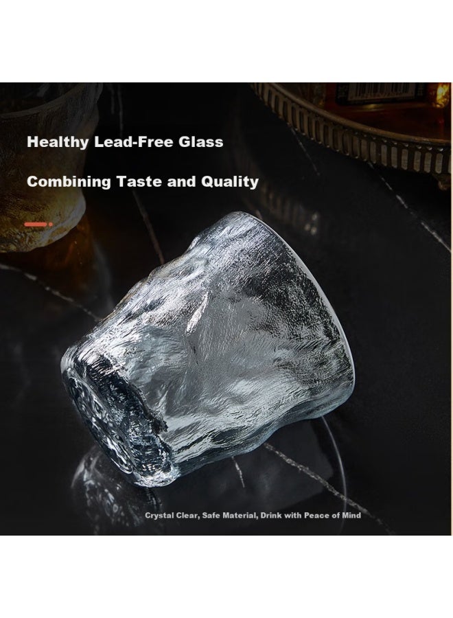 Cooker King Glacier Pattern Glass Cup Set Of 2, 380Ml Fashionable Trendy Style Juice Cup Wine Glass Transparent Color - Image 4