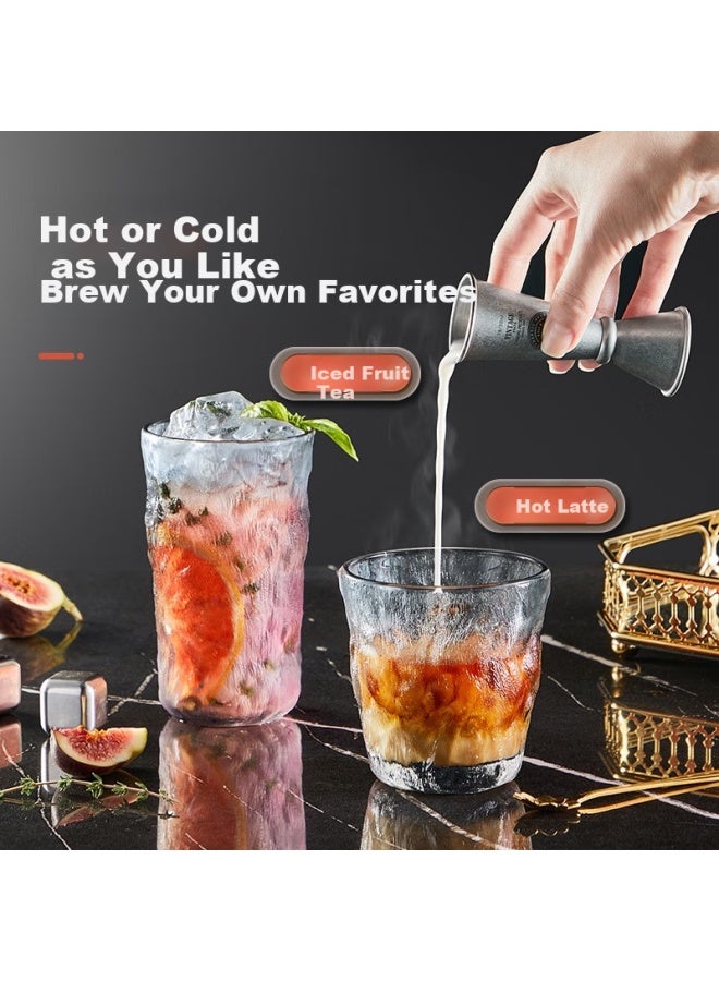 Cooker King Glacier Pattern Glass Cup Set Of 2, 380Ml Fashionable Trendy Style Juice Cup Wine Glass Transparent Color - Image 5
