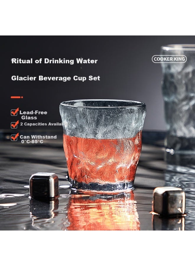 Cooker King Glacier Pattern Glass Cup Set Of 2, 380Ml Fashionable Trendy Style Juice Cup Wine Glass Transparent Color - Image 3