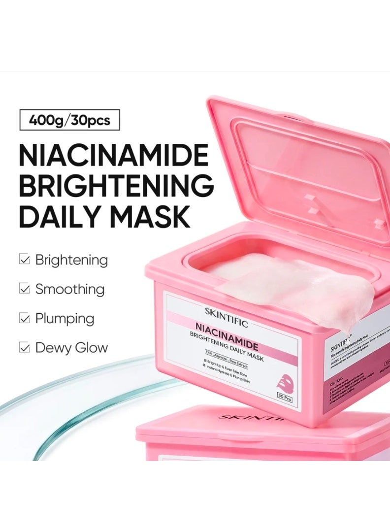 SKINTIFIC NIACINAMIDE BRIGHTENING DAILY MASK 30PCS 400G - Image 2