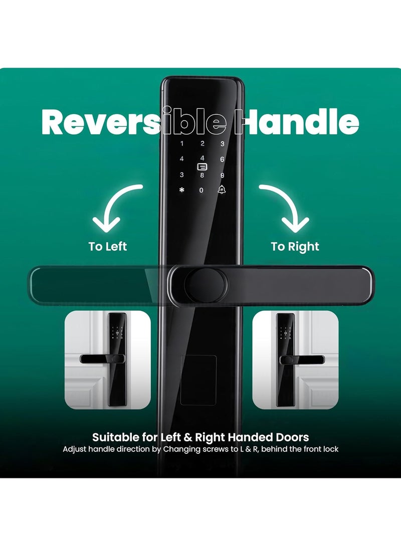 YASUCISS Smart Door Lock for Front Door,Bluetooth and WiFi 2in1 Smart Lock with Reversible Handle,Fingerprint, Password, Key, APP Remote Control,GCC Version with 6068Mortise - Image 4