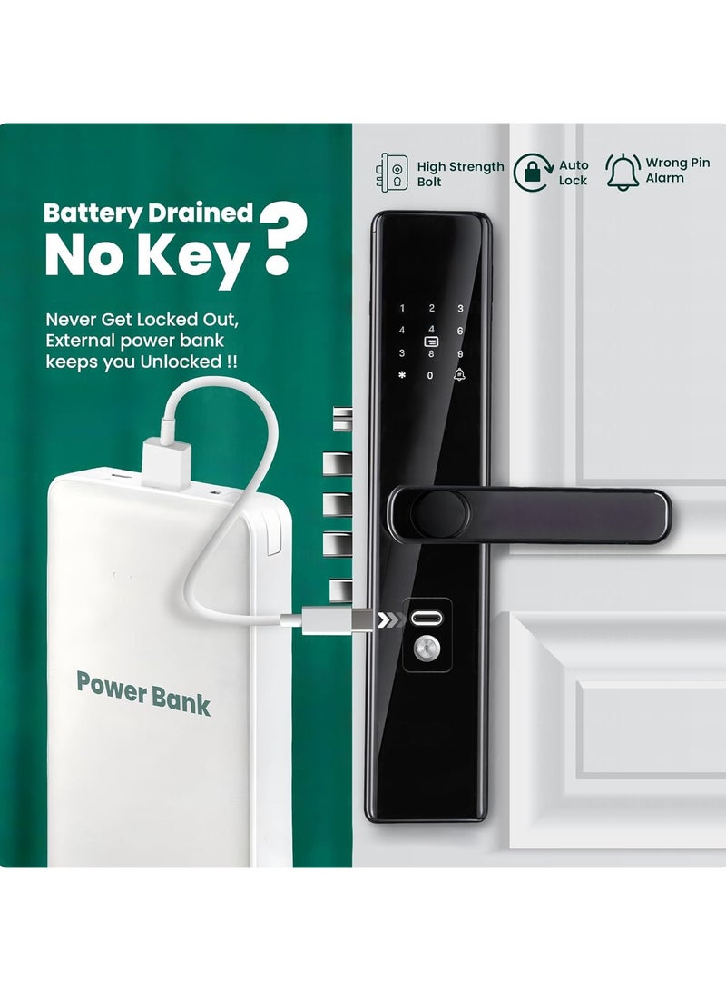 YASUCISS Smart Door Lock for Front Door,Bluetooth and WiFi 2in1 Smart Lock with Reversible Handle,Fingerprint, Password, Key, APP Remote Control,GCC Version with 6068Mortise - Image 5