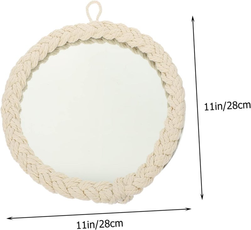 ABOOFAN Decorative Macrame Wall Mirror Unique Woven Design for Living Bedroom Decor Artistic Home Accent Versatile Wall Pendant Present for Friends and Family - Image 2
