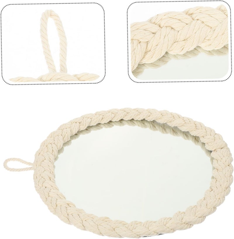 ABOOFAN Decorative Macrame Wall Mirror Unique Woven Design for Living Bedroom Decor Artistic Home Accent Versatile Wall Pendant Present for Friends and Family - Image 3