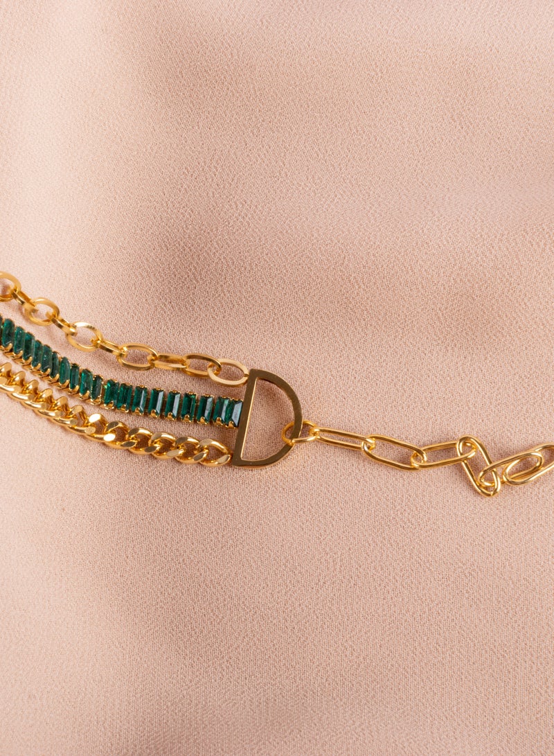 The Black Pearl Accessories Multi Layered Green Stainless Steel Tennis Bracelet - Image 3