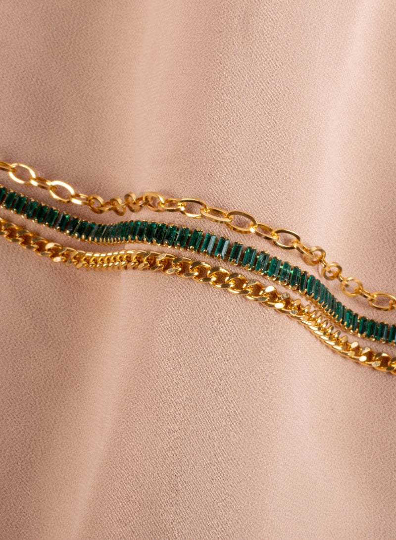 The Black Pearl Accessories Multi Layered Green Stainless Steel Tennis Bracelet - Image 2