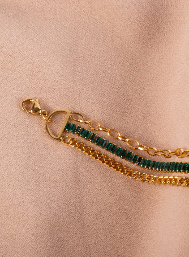 The Black Pearl Accessories Multi Layered Green Stainless Steel Tennis Bracelet - Image 4
