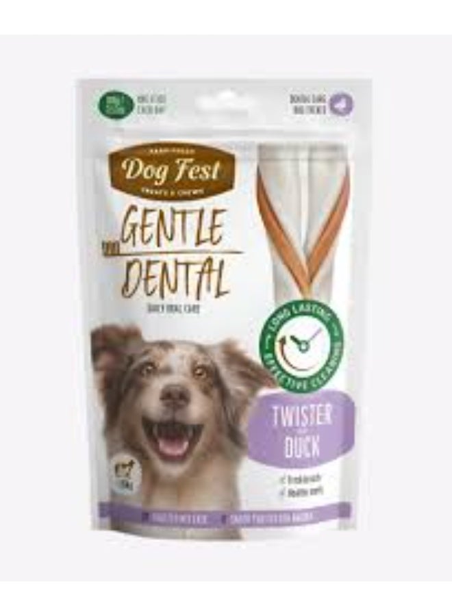 Dog Fest Dental Treats for Adult Dogs Twister Duck Flavor Dental Chews, 100g From Varmacy - Image 1