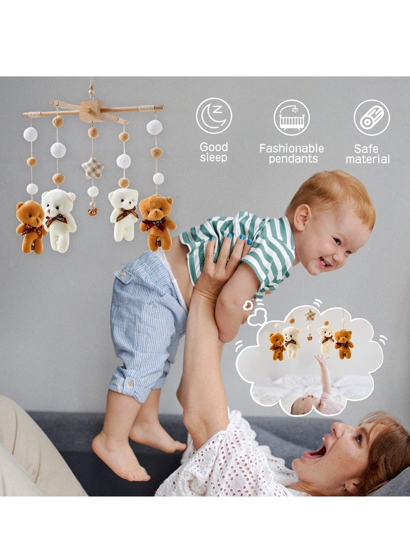 Adorable Bear Baby Crib Mobile with Rotating Toys, Macrame Tassels and Soothing Accessories for Bassinet, Perfect Boho Nursery Decor for Boys and Girls - Image 5
