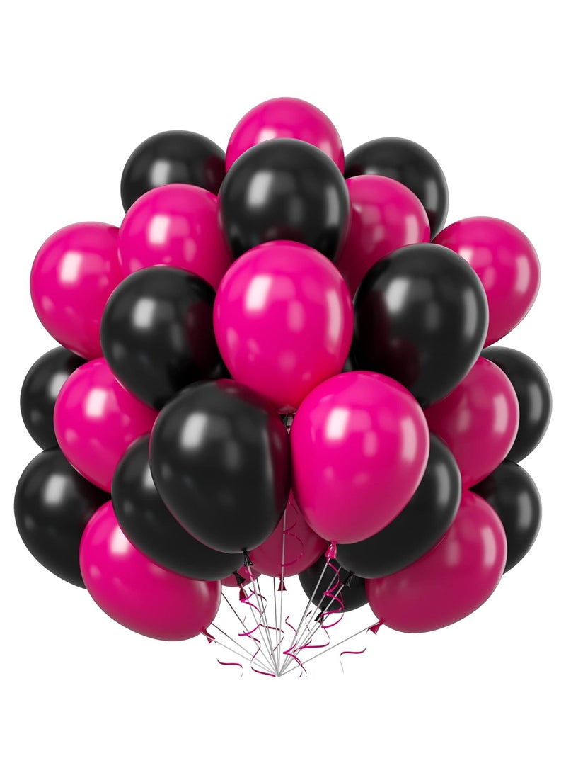 Home zone 50PCS Hot Pink Black Balloon Arch Kit Latex Balloons For Birthday Decoration Wedding Baby Shower Engagement DIY Hula Hoop Balloons Arch Decoration Party Supplies - Image 1