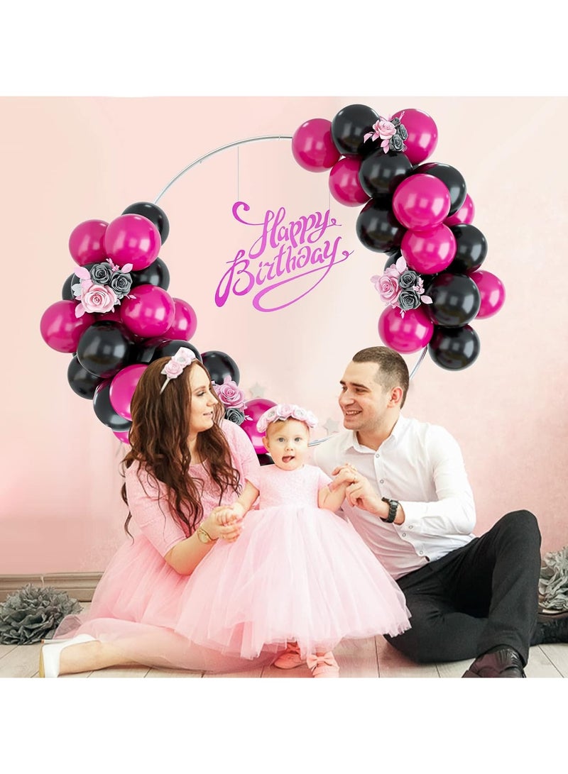Home zone 50PCS Hot Pink Black Balloon Arch Kit Latex Balloons For Birthday Decoration Wedding Baby Shower Engagement DIY Hula Hoop Balloons Arch Decoration Party Supplies - Image 4