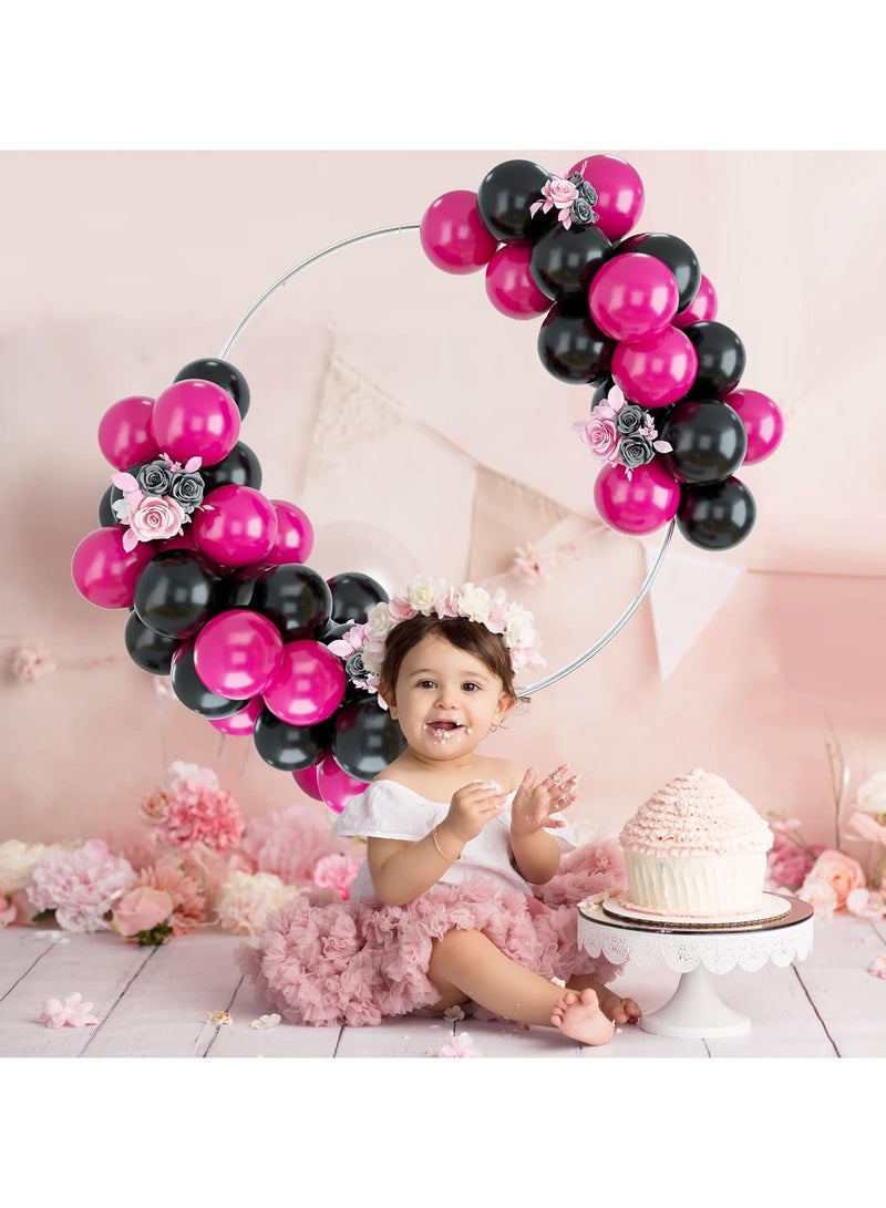 Home zone 50PCS Hot Pink Black Balloon Arch Kit Latex Balloons For Birthday Decoration Wedding Baby Shower Engagement DIY Hula Hoop Balloons Arch Decoration Party Supplies - Image 5
